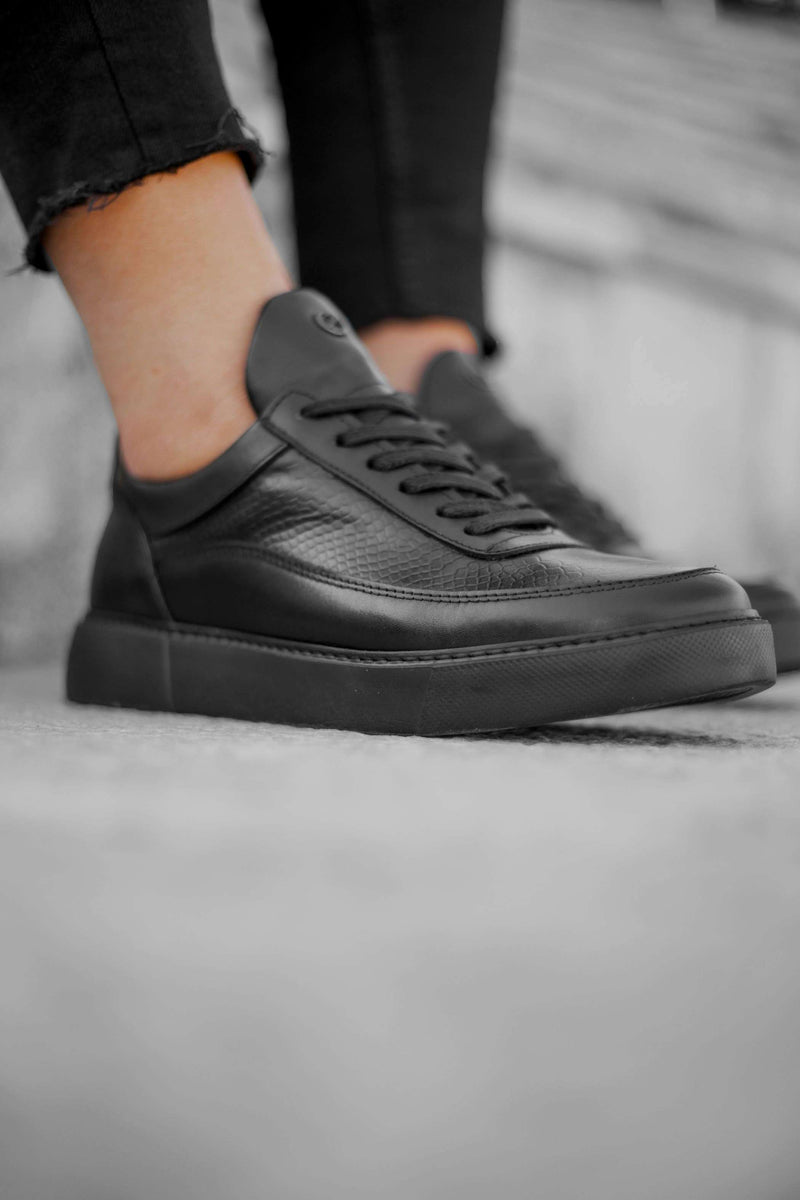 Men's Sneaker PABLO'S - Calf Leather Python-Look | Black | PABLO ESPERANZA