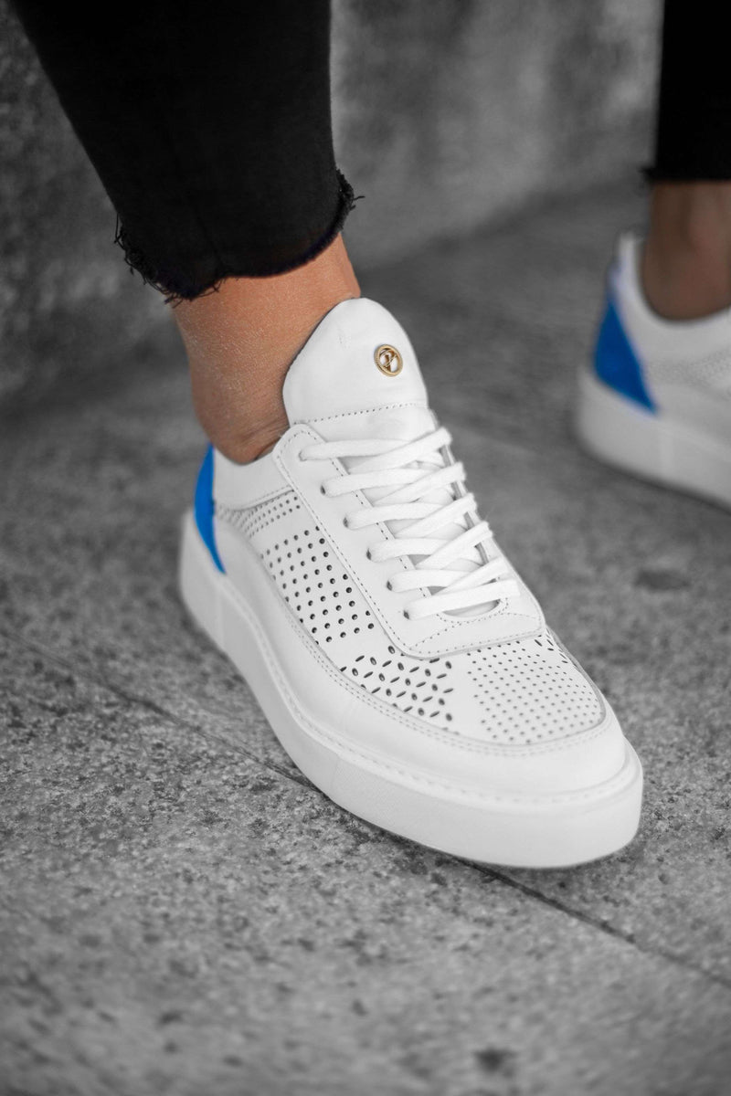 Men's Sneaker PABLO'S - Calf Leather | WHITE-BLUE | PABLO ESPERANZA