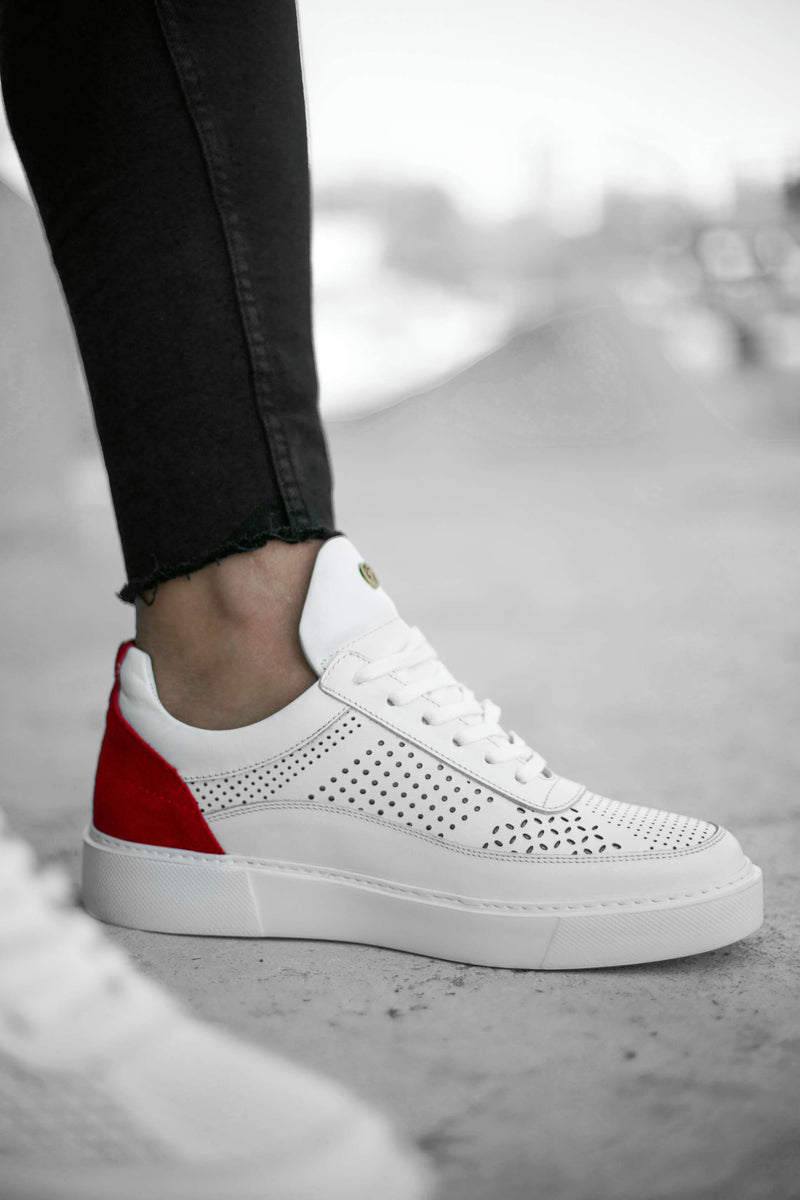 Men's Sneaker PABLO'S - Calf Leather | WHITE-RED | PABLO ESPERANZA
