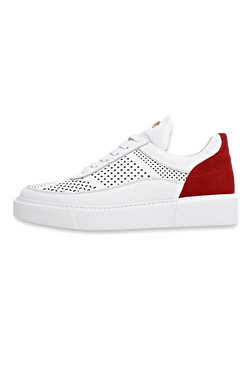 Men's Sneaker PABLO'S - Calf Leather | WHITE-RED | PABLO ESPERANZA