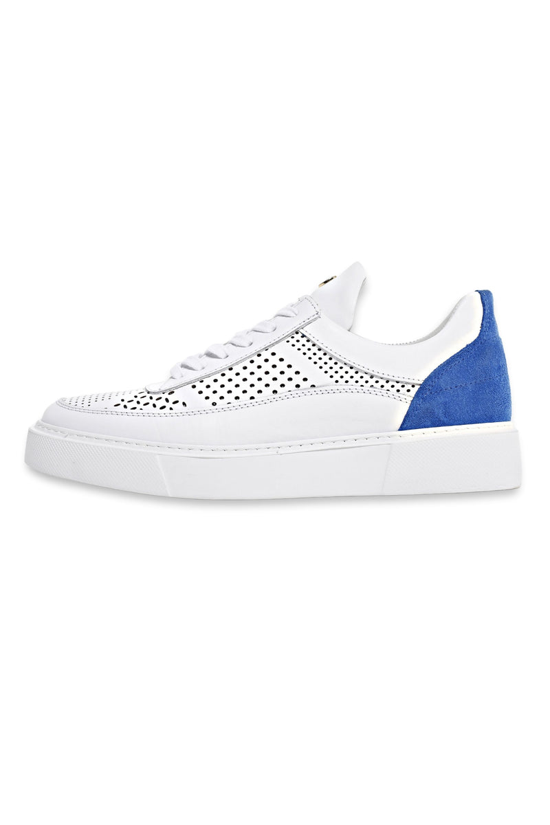Men's Sneaker PABLO'S - Calf Leather | WHITE-BLUE | PABLO ESPERANZA