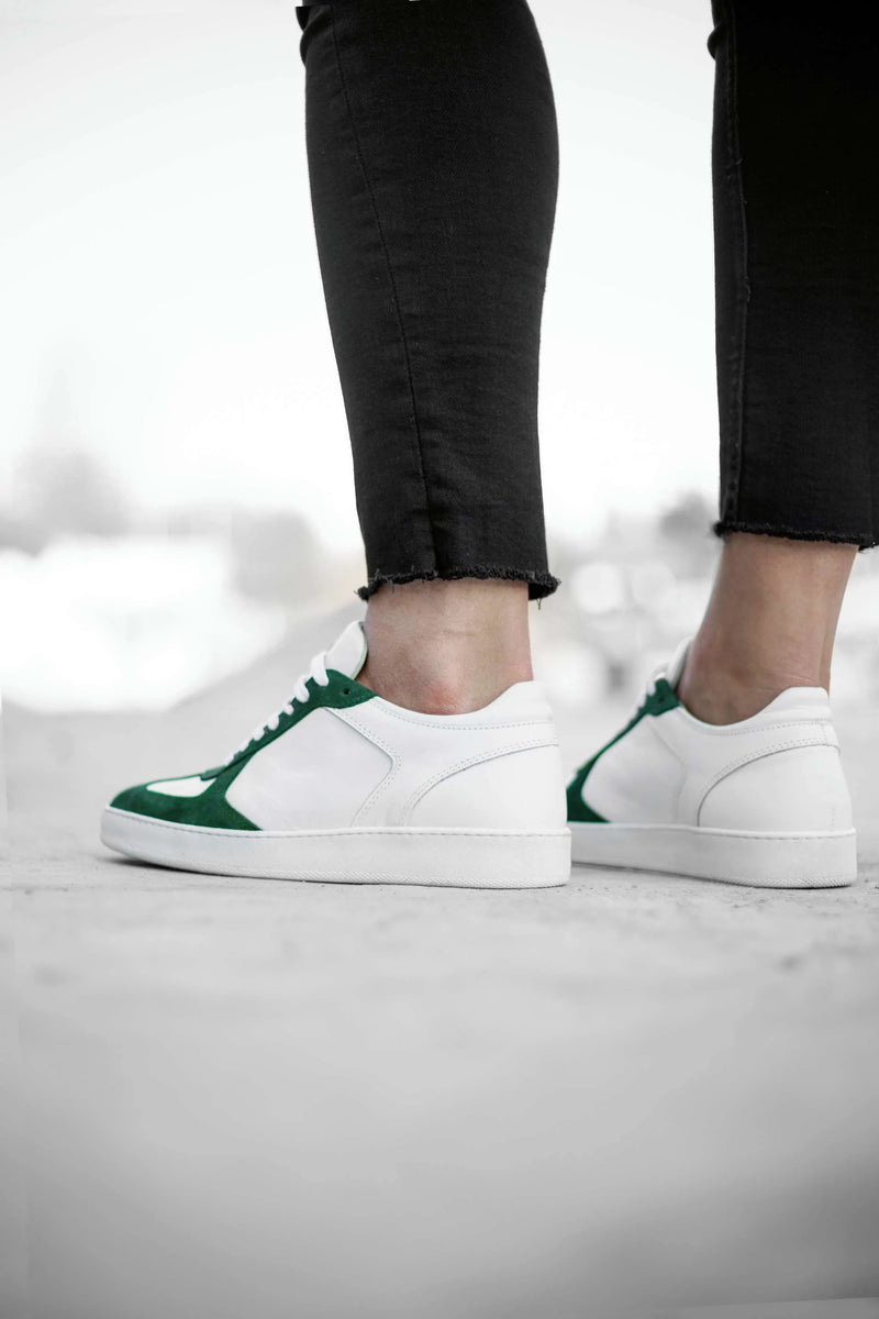 Men's Sneaker FANTOME - Calf Leather White-Darkgreen | PABLO ESPERANZA