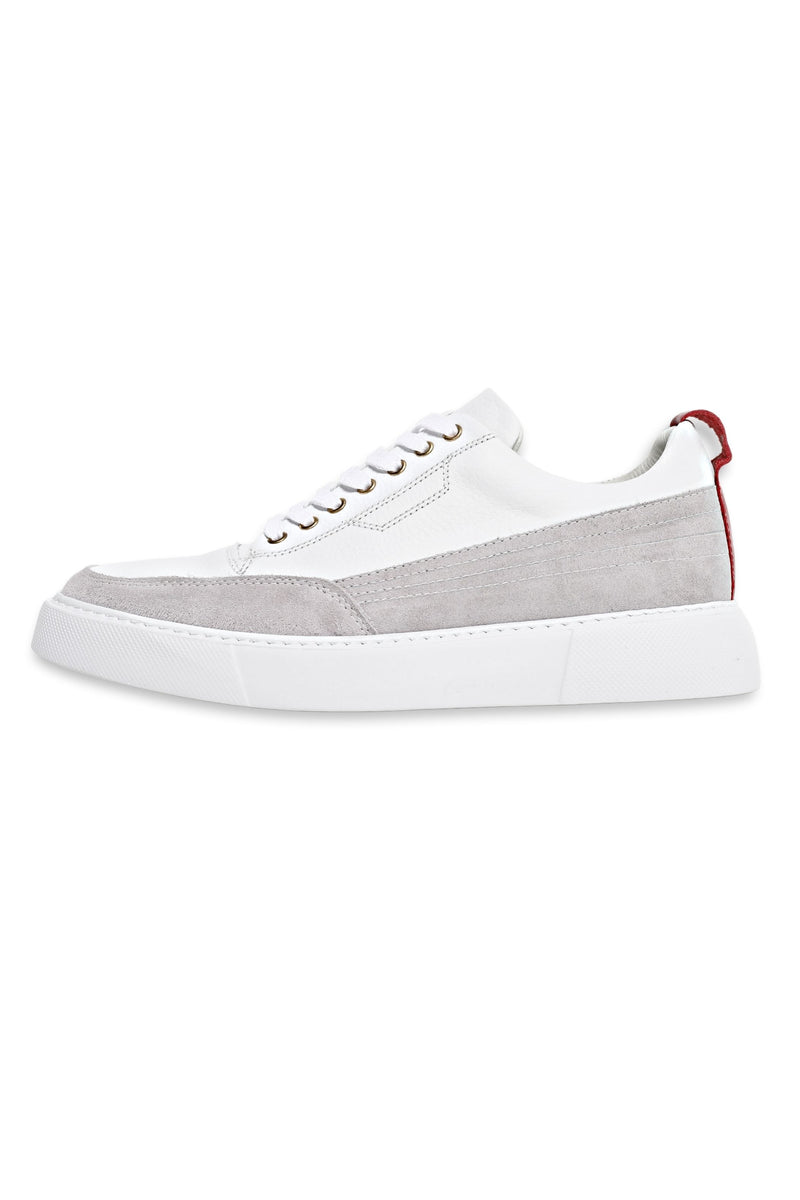 Men's Sneaker CAVALIER - Calf Leather White-Red | PABLO ESPERANZA